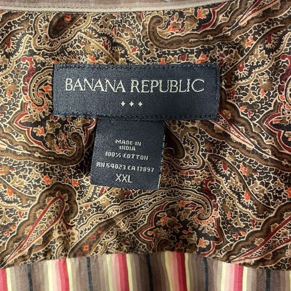 Banana Republic Shirt‎ Mens Large Button Up Vertical Stripe Long Sleeve Size 2XL